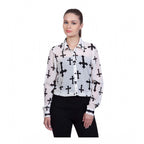 Seduva Women's Polyester Printed Long Sleeves Standard Length Shirt (White)