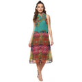 Seduva Women's Polyester Floral Sleeveless Below Knee Dress (Multicolor)