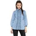 Seduva Women's Denim Solid 3-4th Sleeves Standard Length Shirt (Blue)