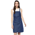 Seduva Women's Denim Solid Shoulder Straps Above Knee Dress (Blue)