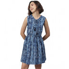 Seduva Women's Rayon Tie &amp; Dye Sleeveless Above Knee Dress (Blue)