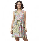 Seduva Women's Polyester Peplum Sleeveless Above Knee Dress (Multicolor)