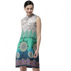 Seduva Women's Polyester Printed Sleeveless Above Knee Dress (Multicolor)