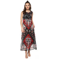 Seduva Women's Polyester Printed Sleeveless Dress (Red - Black)