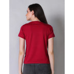 Seduva Women's Cotton Blended Solid Round Neck Half Sleeve T-Shirt (Maroon)