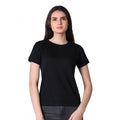 Seduva Women's Cotton Blended Solid Round Neck Half Sleeve T-Shirt (Black)
