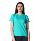 Seduva Women's Cotton Blended Solid Round Neck Half Sleeve T-Shirt (Green)