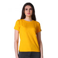 Seduva Women's Cotton Blended Solid Round Neck Half Sleeve T-Shirt (Mustard)