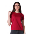 Seduva Women's Cotton Blended Solid Round Neck Half Sleeve T-Shirt (Maroon)