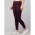 Seduva Women's Polyester Solid Ankle Length High-Rise Tights (Purple)