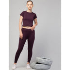 Seduva Women's Polyester Solid Ankle Length High-Rise Tights (Purple)
