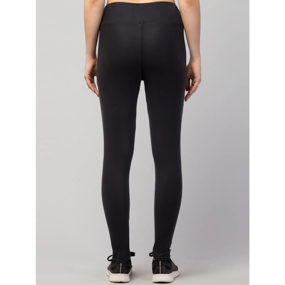 Seduva Women's Polyester Solid Ankle Length High-Rise Tights (Black)
