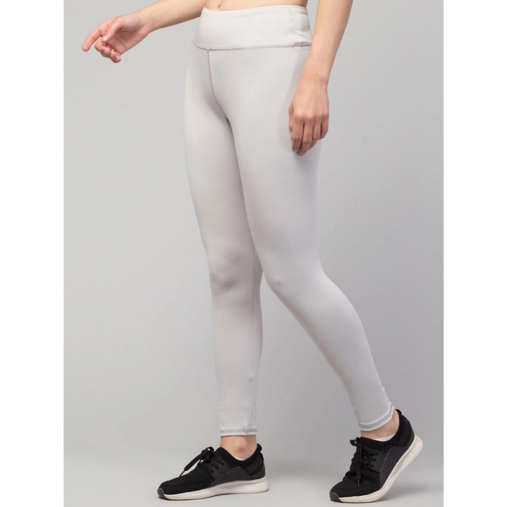 Seduva Women's Polyester Solid Ankle Length High-Rise Tights (Light Grey)