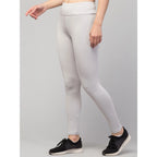Seduva Women's Polyester Solid Ankle Length High-Rise Tights (Light Grey)