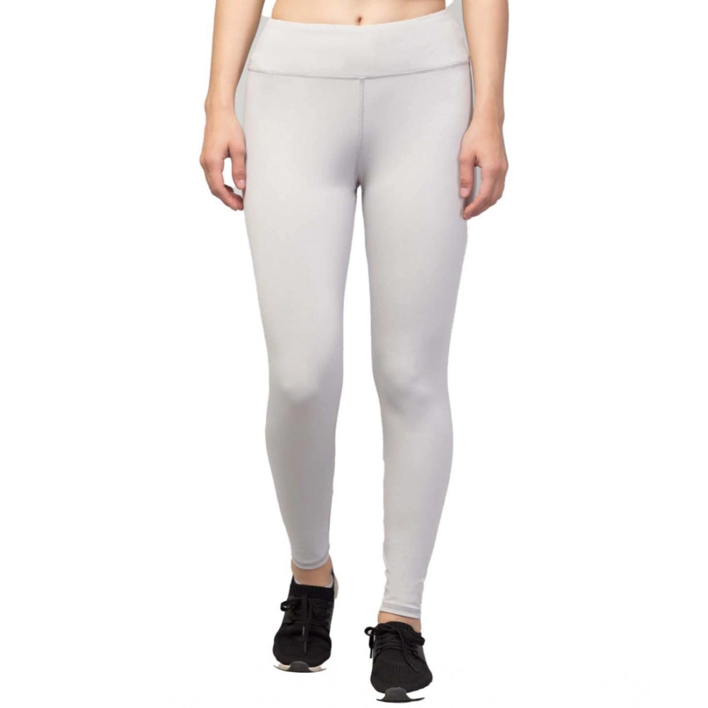Seduva Women's Polyester Solid Ankle Length High-Rise Tights (Light Grey)