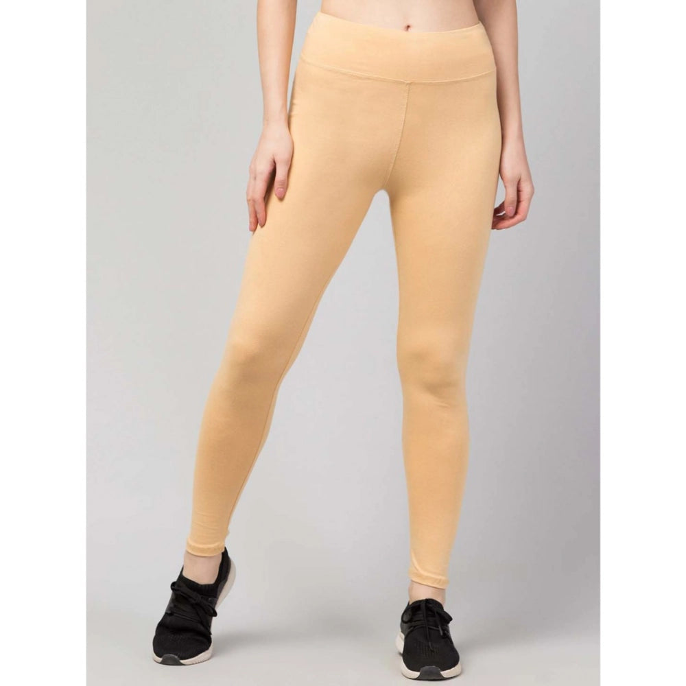 Seduva Women's Polyester Solid Ankle Length High-Rise Tights (Beige)
