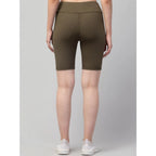 Seduva Women's Polyester Solid Above Knee High-Rise Shorts (Olive)