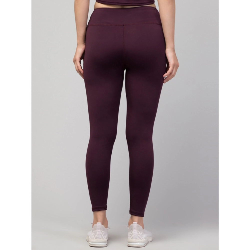 Seduva Women's Polyester Solid Ankle Length High-Rise Tights (Purple)
