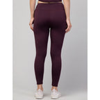 Seduva Women's Polyester Solid Ankle Length High-Rise Tights (Purple)