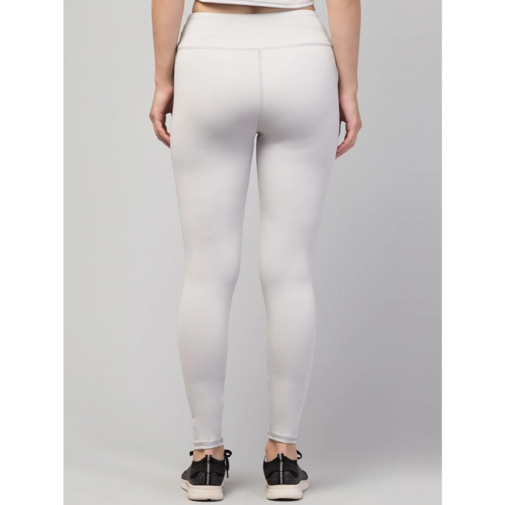 Seduva Women's Polyester Solid Ankle Length High-Rise Tights (Light Grey)