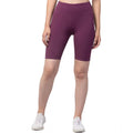 Seduva Women's Polyester Solid Above Knee High-Rise Shorts (Purple)