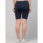 Seduva Women's Polyester Solid Above Knee High-Rise Shorts (Navy)