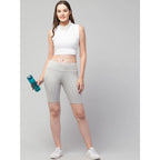 Seduva Women's Polyester Solid Above Knee High-Rise Shorts (Grey)