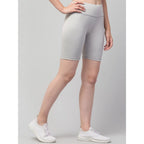 Seduva Women's Polyester Solid Above Knee High-Rise Shorts (Grey)