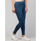 Seduva Women's Polyester Solid Ankle Length High-Rise Tights (Teal)