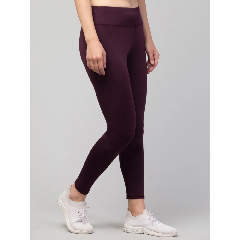 Seduva Women's Polyester Solid Ankle Length High-Rise Tights (Purple)