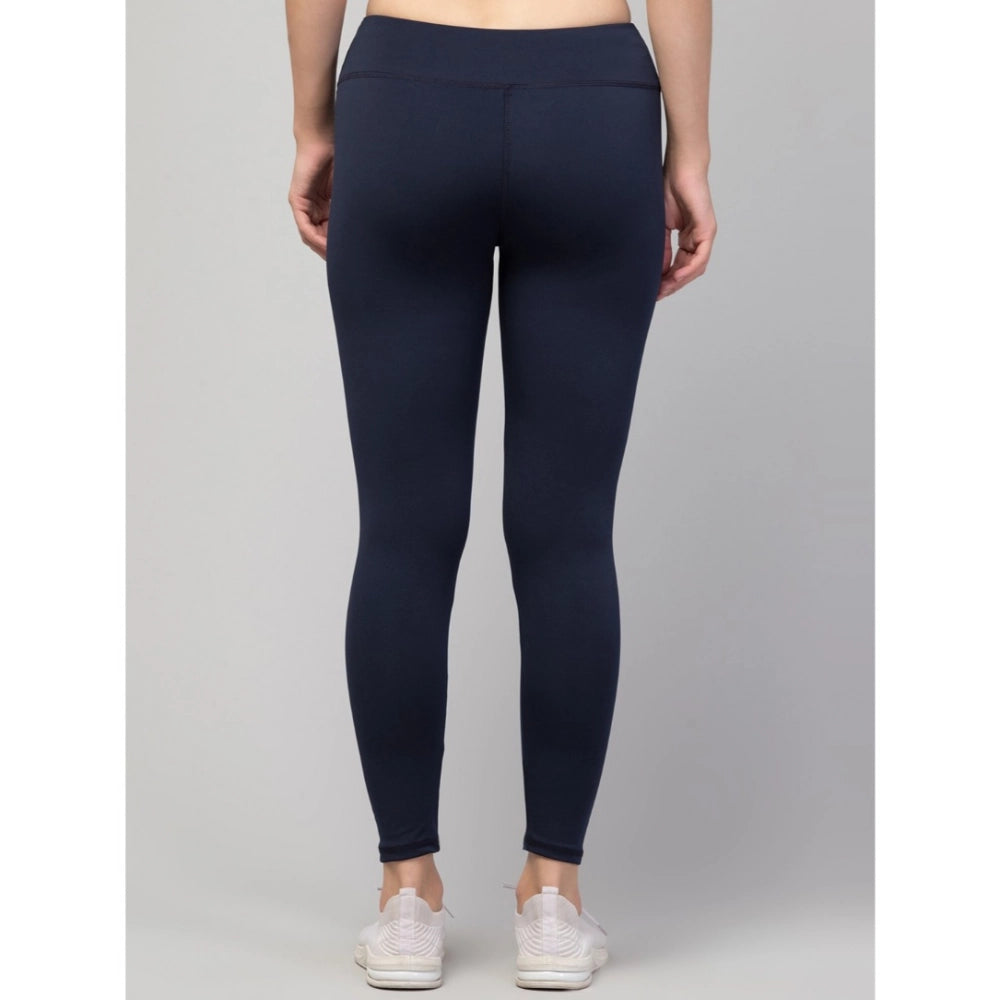 Seduva Women's Polyester Solid Ankle Length High-Rise Tights (Navy)