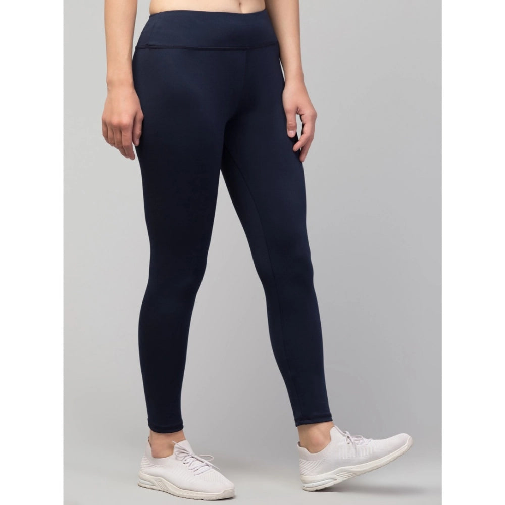 Seduva Women's Polyester Solid Ankle Length High-Rise Tights (Navy)