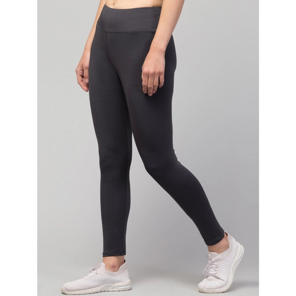 Seduva Women's Polyester Solid Ankle Length High-Rise Tights (Grey)