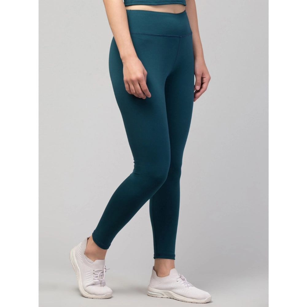 Seduva Women's Polyester Solid Ankle Length High-Rise Tights (Green)