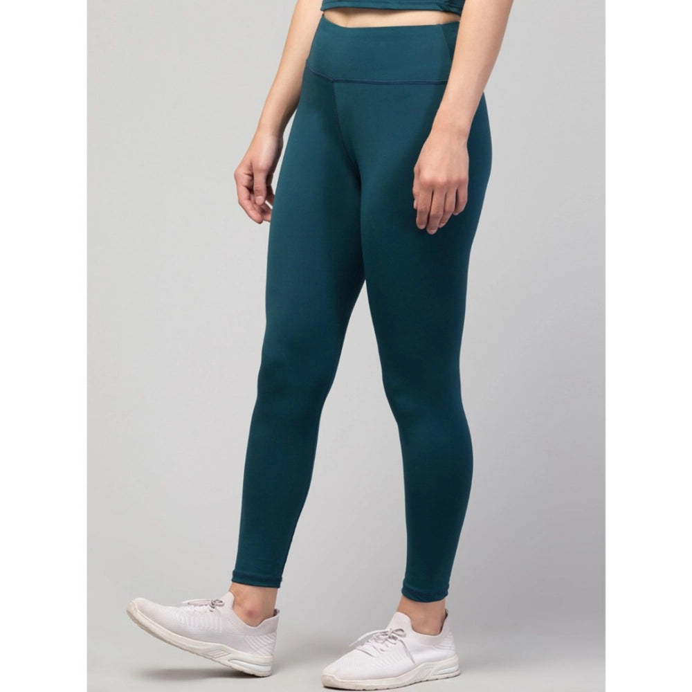 Seduva Women's Polyester Solid Ankle Length High-Rise Tights (Green)