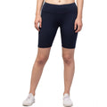 Seduva Women's Polyester Solid Above Knee High-Rise Shorts (Navy)