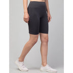 Seduva Women's Polyester Solid Above Knee High-Rise Shorts (Grey)
