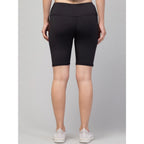 Seduva Women's Polyester Solid Above Knee High-Rise Shorts (Black)