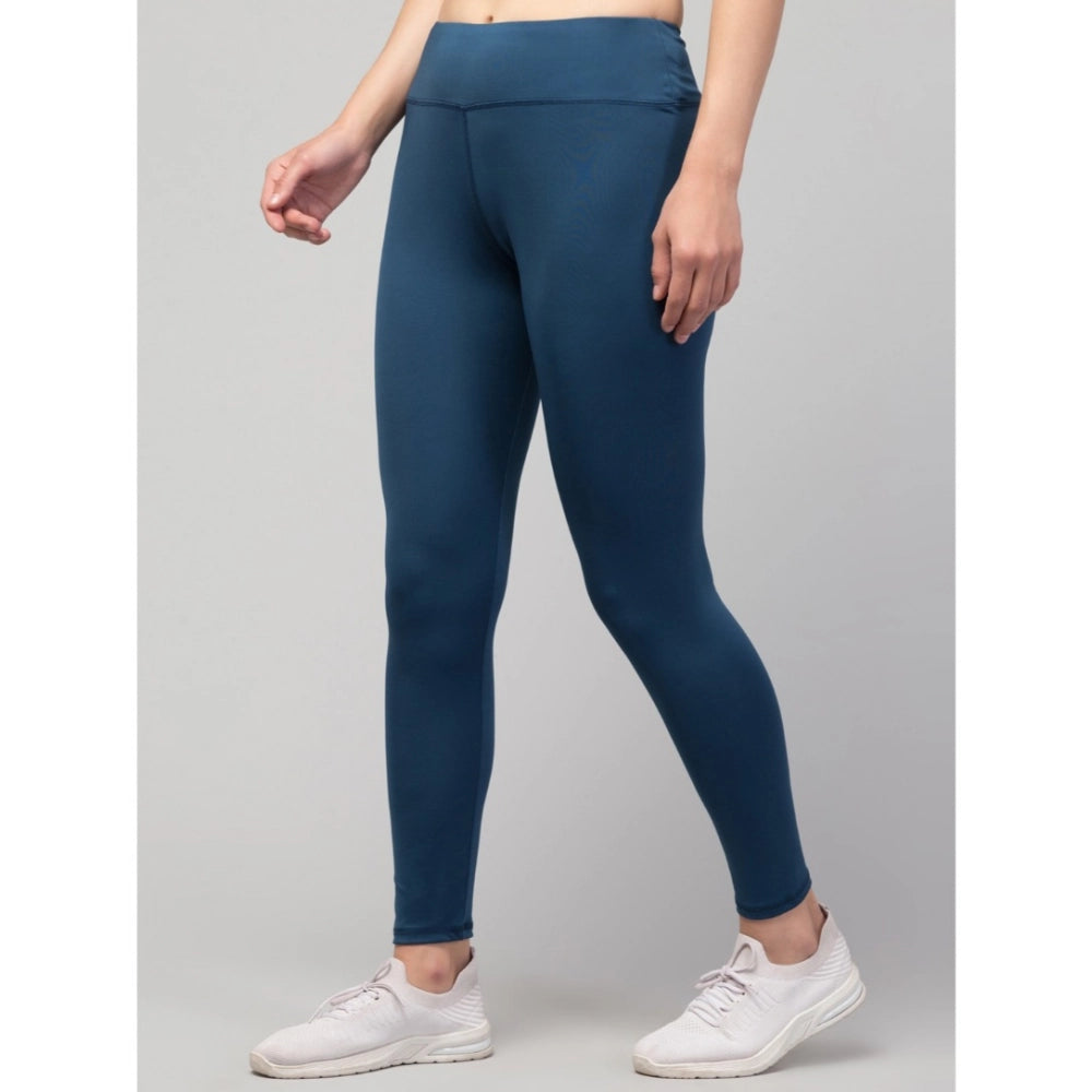 Seduva Women's Polyester Solid Ankle Length High-Rise Tights (Teal)