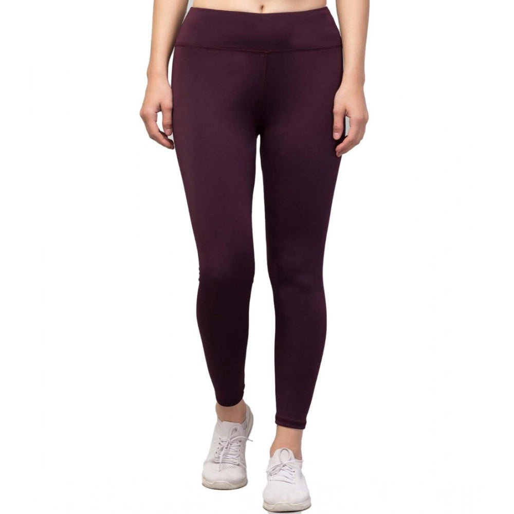 Seduva Women's Polyester Solid Ankle Length High-Rise Tights (Purple)