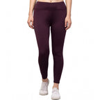 Seduva Women's Polyester Solid Ankle Length High-Rise Tights (Purple)