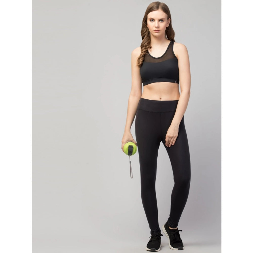 Seduva Women's Polyester Solid Ankle Length High-Rise Tights (Black)