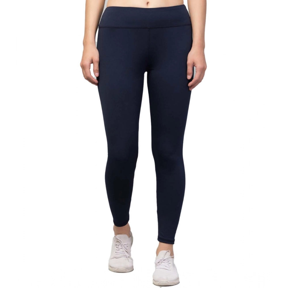 Seduva Women's Polyester Solid Ankle Length High-Rise Tights (Navy)