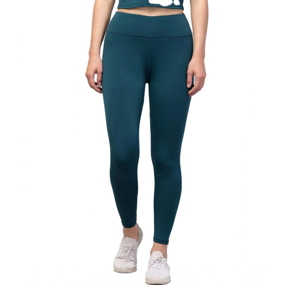 Seduva Women's Polyester Solid Ankle Length High-Rise Tights (Green)