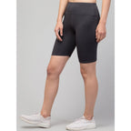 Seduva Women's Polyester Solid Above Knee High-Rise Shorts (Grey)