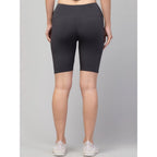 Seduva Women's Polyester Solid Above Knee High-Rise Shorts (Grey)