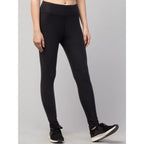 Seduva Women's Polyester Solid Ankle Length High-Rise Tights (Black)