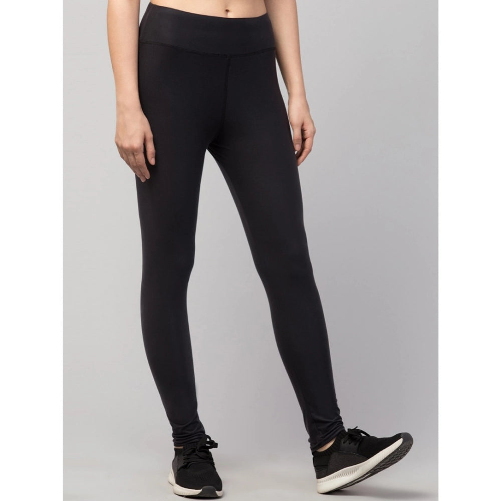 Seduva Women's Polyester Solid Ankle Length High-Rise Tights (Black)