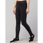 Seduva Women's Polyester Solid Ankle Length High-Rise Tights (Black)