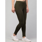Seduva Women's Polyester Solid Ankle Length High-Rise Tights (Olive)